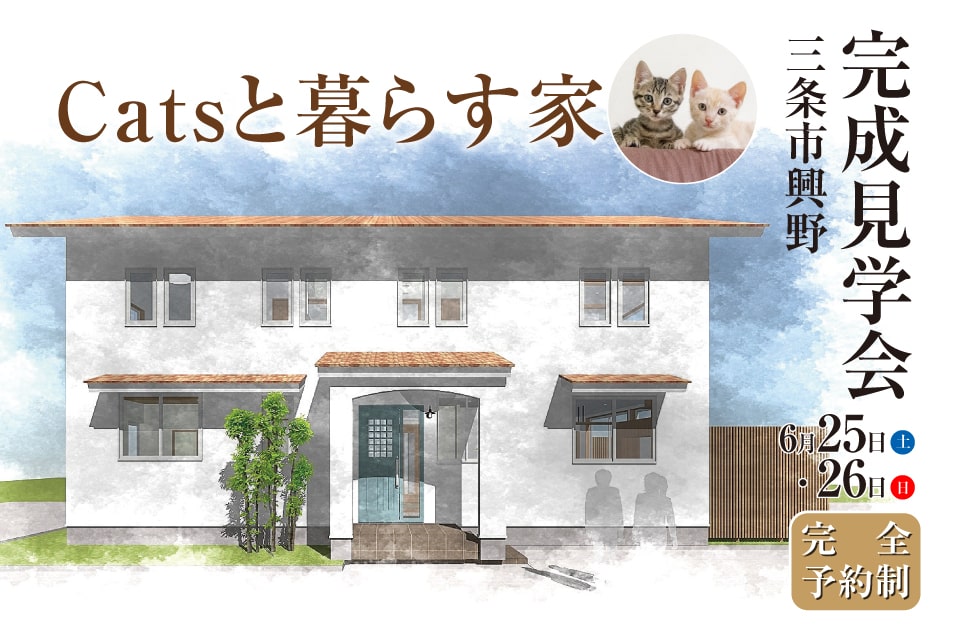 【猫と暮らす – Catsと暮らす家】完成見学会in三条市興野｜新潟の健康住宅「千癒の家」